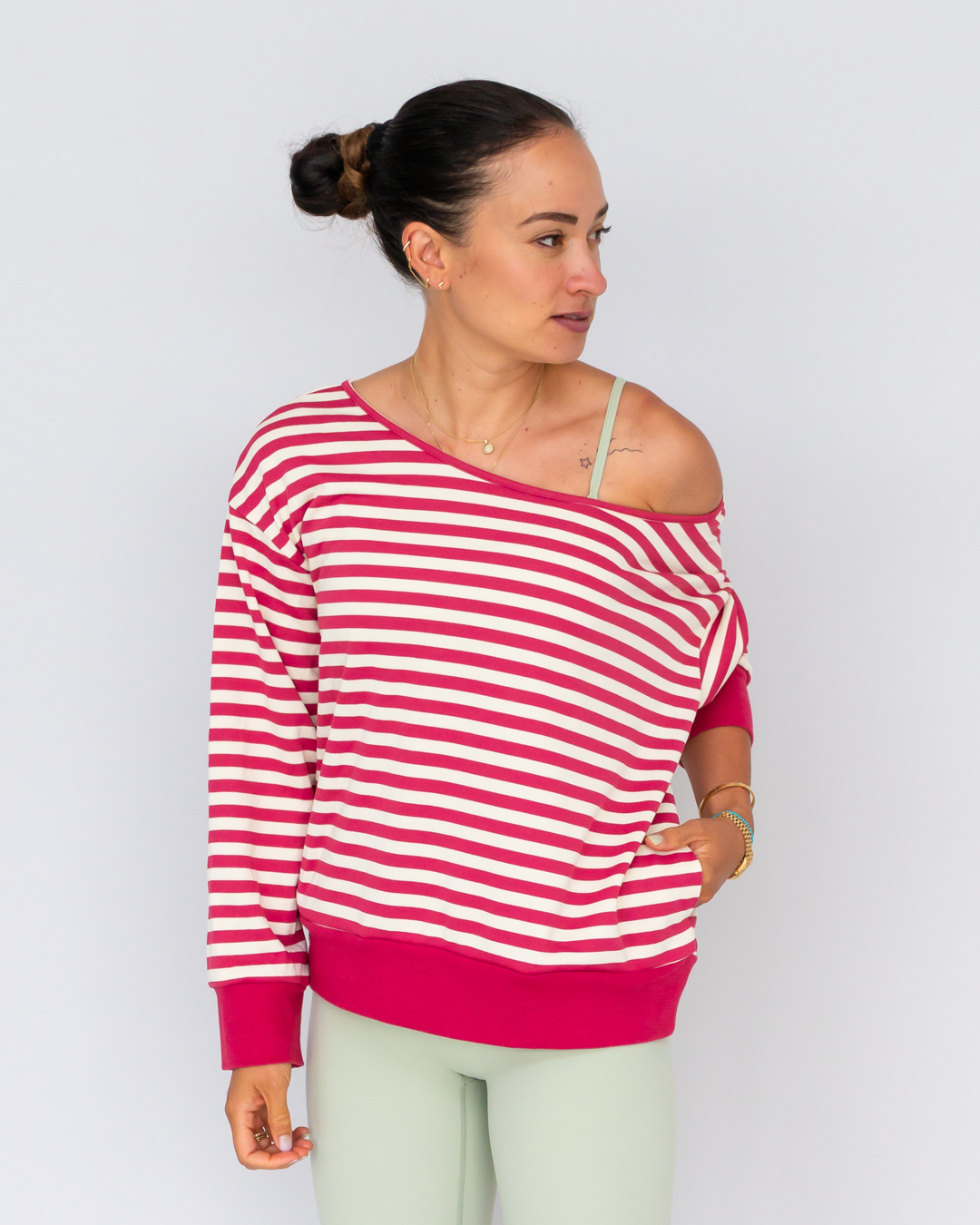 Cotton Off Shoulder Pullover