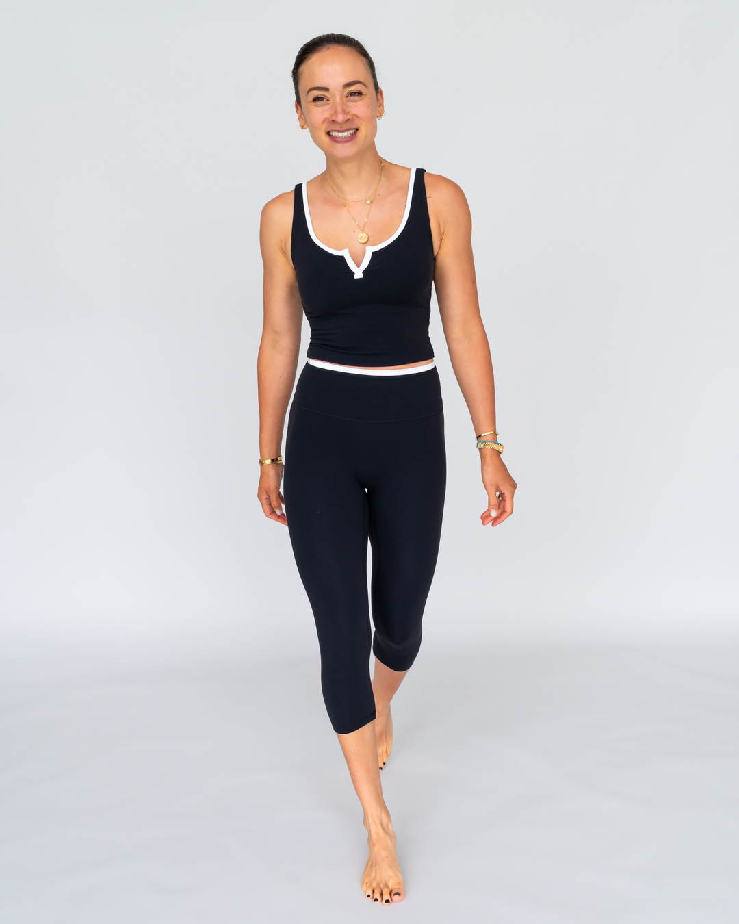 Second Skin V-Cut Cropped Top (zweifarbig)
