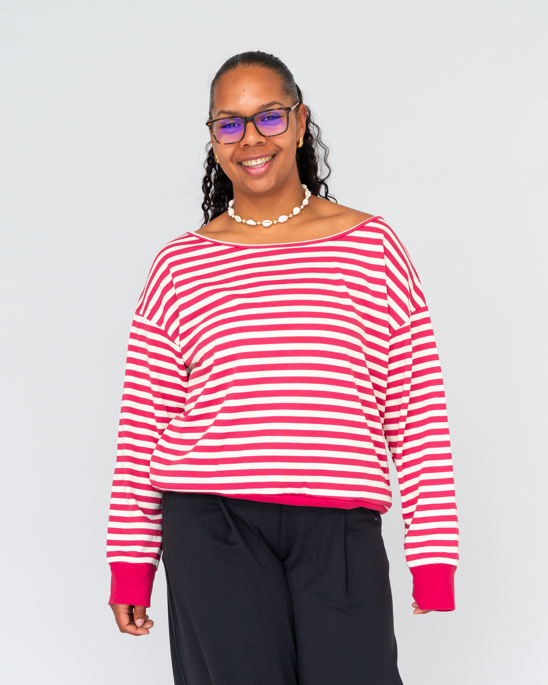 Cotton Off Shoulder Pullover