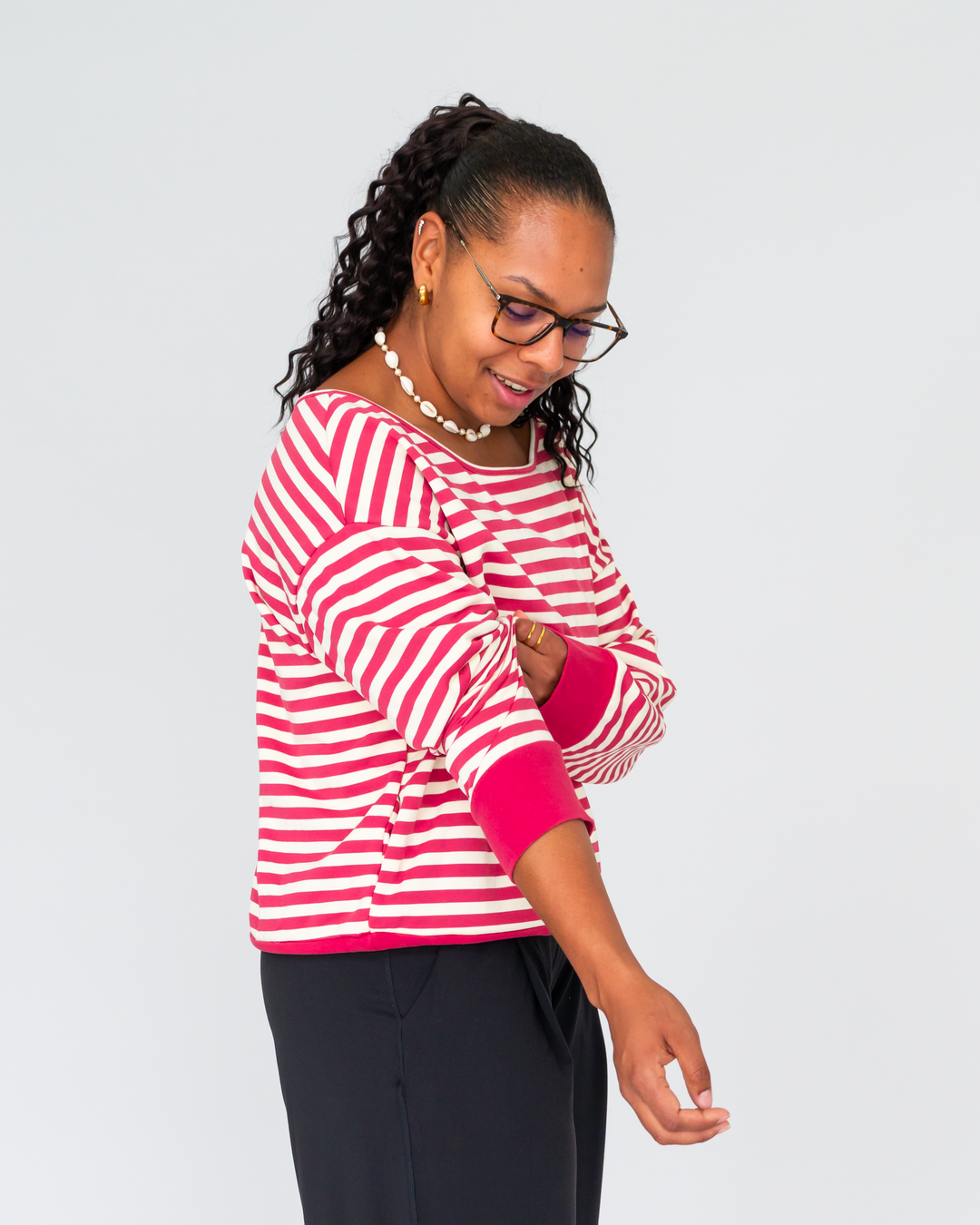 Cotton Off Shoulder Pullover